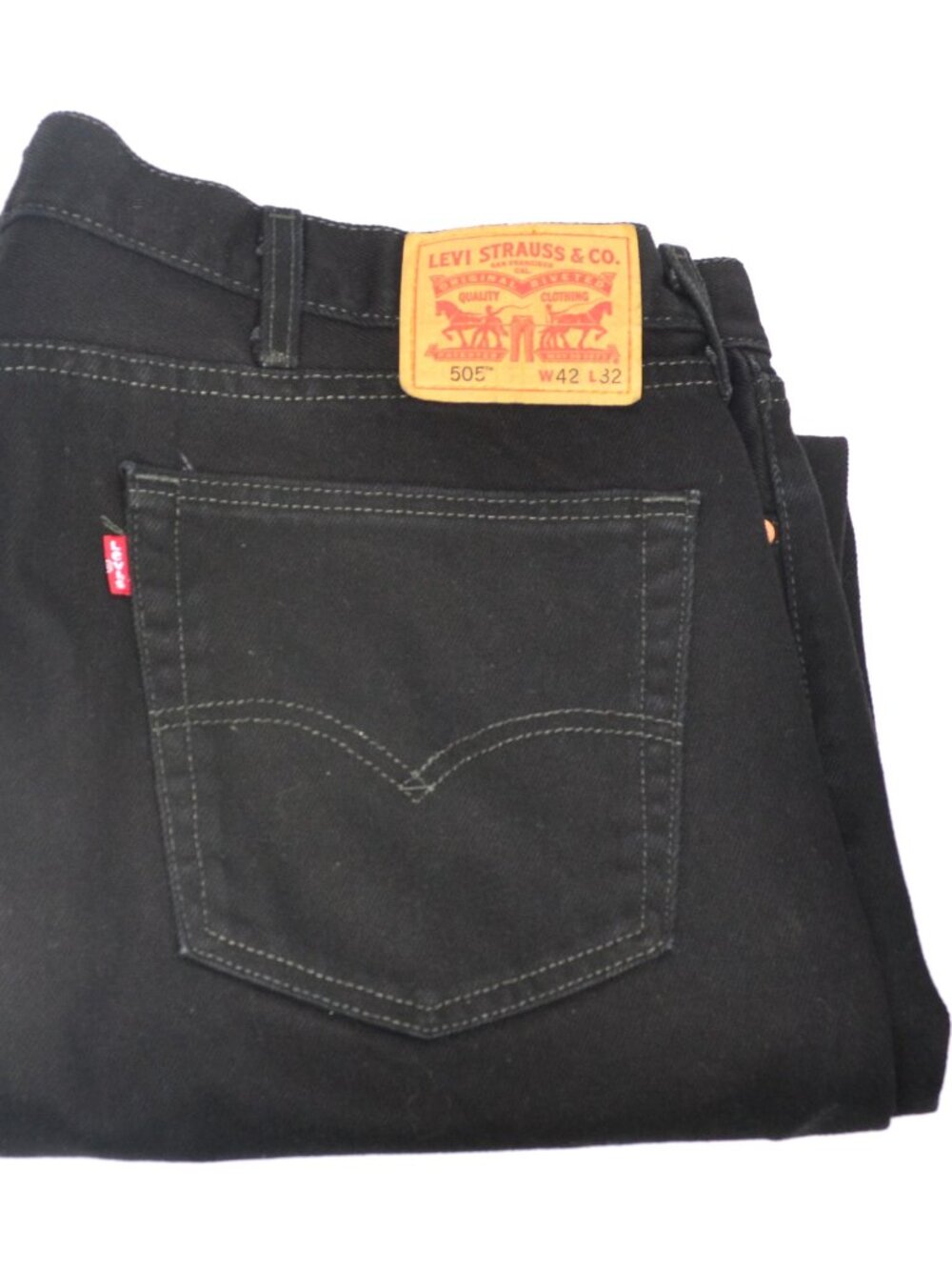 Levi's 505 Men's Size W42 L32 Black Dark Wash Straight Fit Denim Jeans